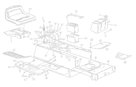 Seat/Frame/Battery/Fuel Tank Diagram and Parts List for 13AS699G088 (TMO-3204205)(1997) Yard Machines Lawn Tractor